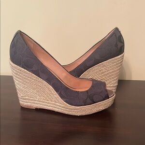 Coach Black Wedge Espadrilles